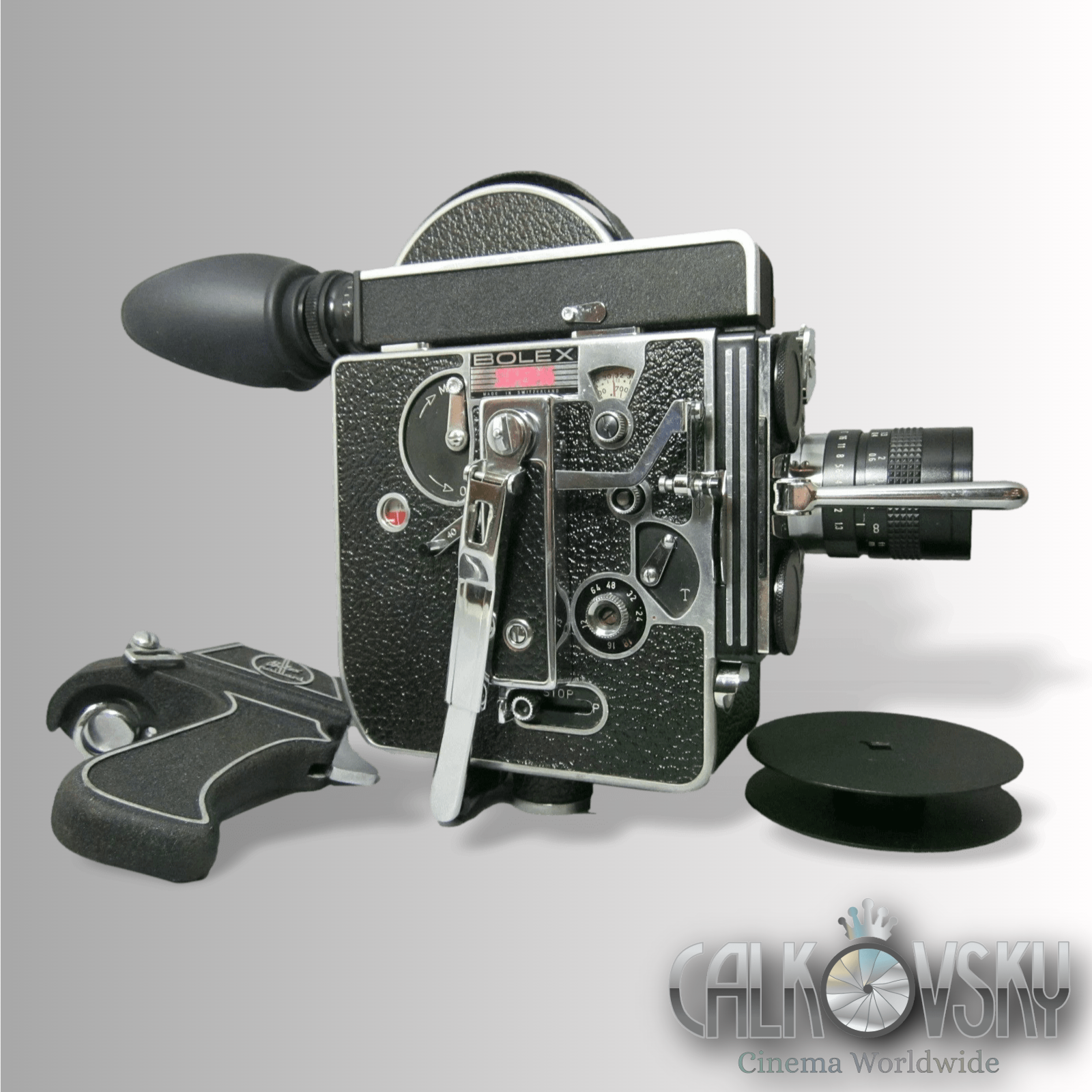 Super-16 Bolex Rex-2 16mm Movie Camera w/ 10x Viewer (No 202398) + 12.5mm C-Mount Lens